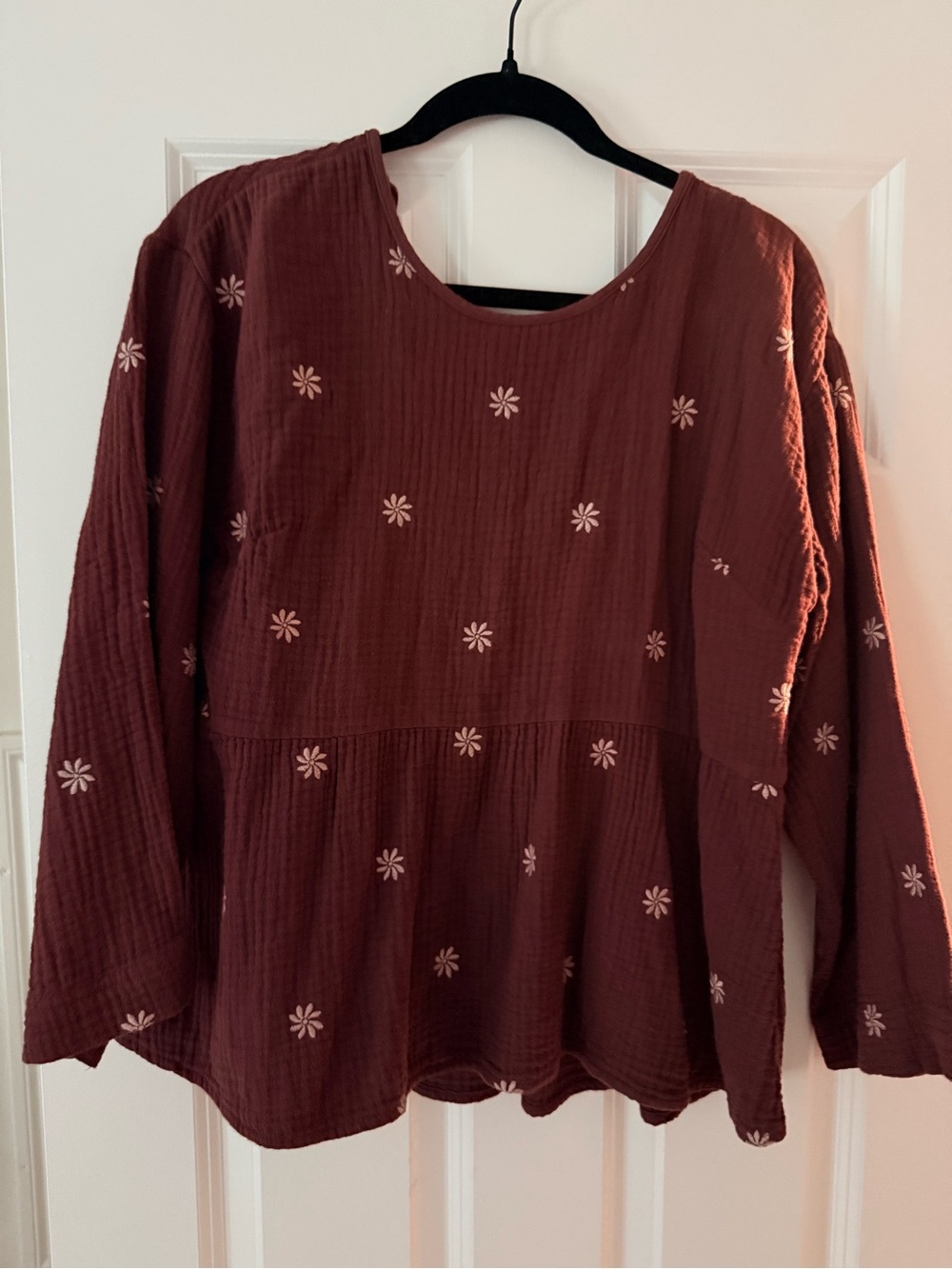 Madewell Plum Floral-Embroidered Peasant Tunic